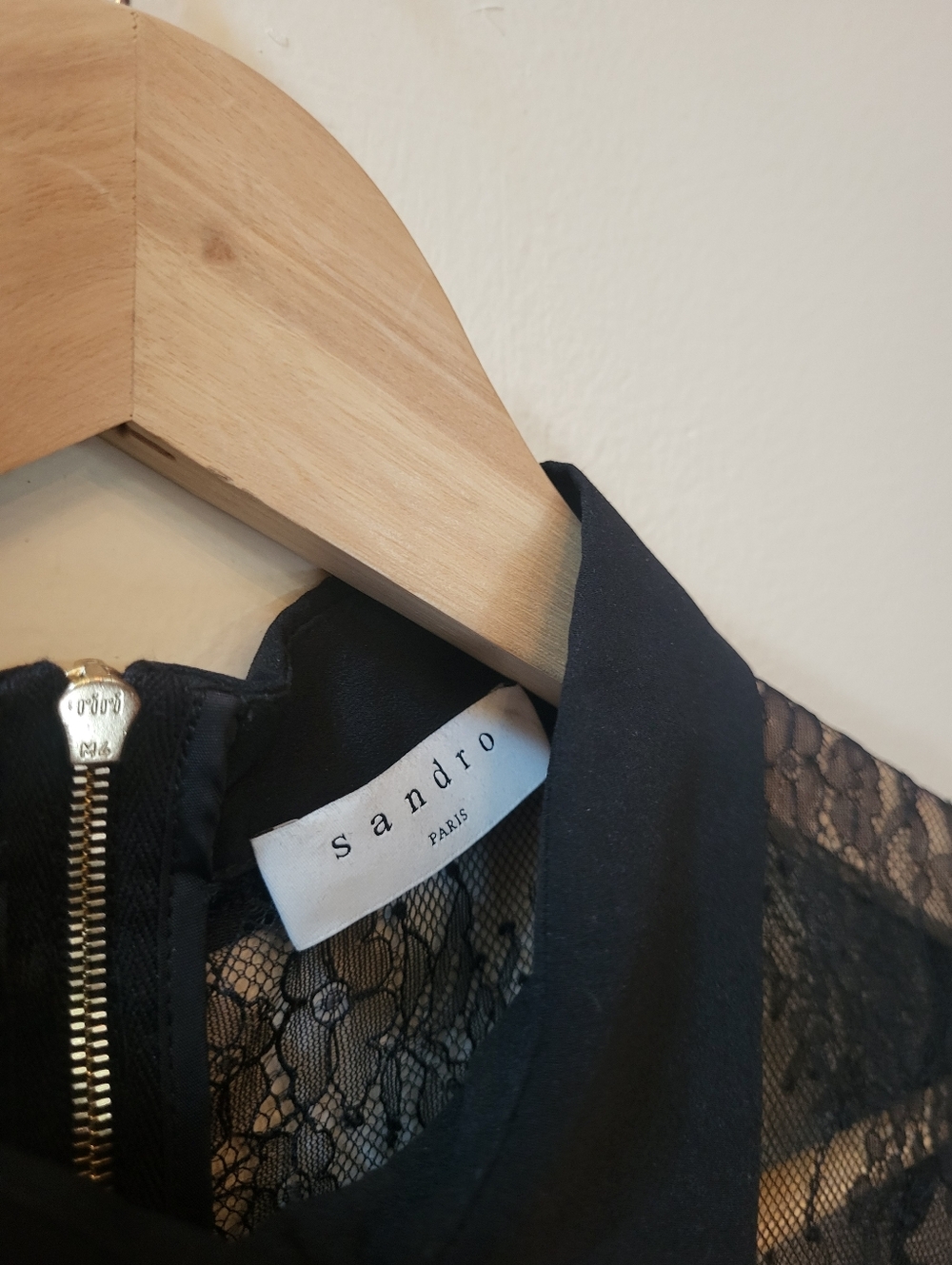 Sandro Black Lace High-Neck Top - Picture 2 of 7